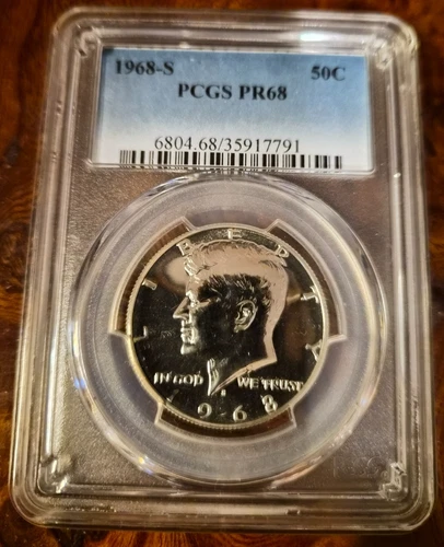 1968 S Kennedy Half Dollar 50C- PCGS PR68 40% Silver
