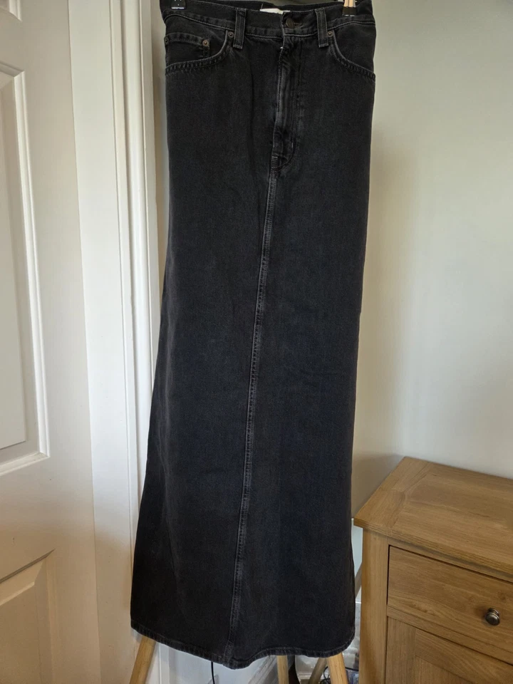 COS Denim Skirt Women UK 12 EU 40 Black Maxi High Waist Long Capsule Minimalist  - Image 2 of 4
