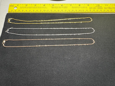 18K GELBGOLD UND 18K ROSEGOLD ÜBER STERLINGSILBER 925 3 KETTEN HALSKETTE SET