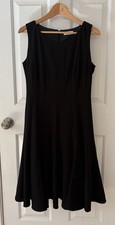 Calvin Klein Women Little Black Dress Sleeveless Dress 10 Classic Fit Flare Read