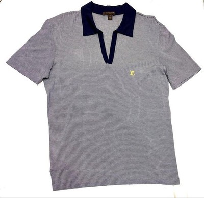Louis Vuitton LV Logo Polo Shirt Navy Cotton Short Sleeve T Shirt
