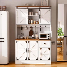 71" Pantry Cabinet with Charging Station, Tall Kitchen Pantry Storage Cabinet wi