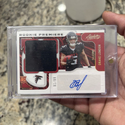 Panini 2022 Absolute Drake London Rookie Premiere Patch Auto 91/99 #207 Falcons