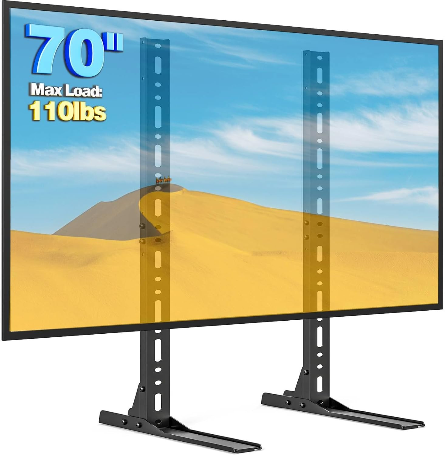 For 20-70 Inch Flat Curved Tvs, Height Adjustable Table Top T