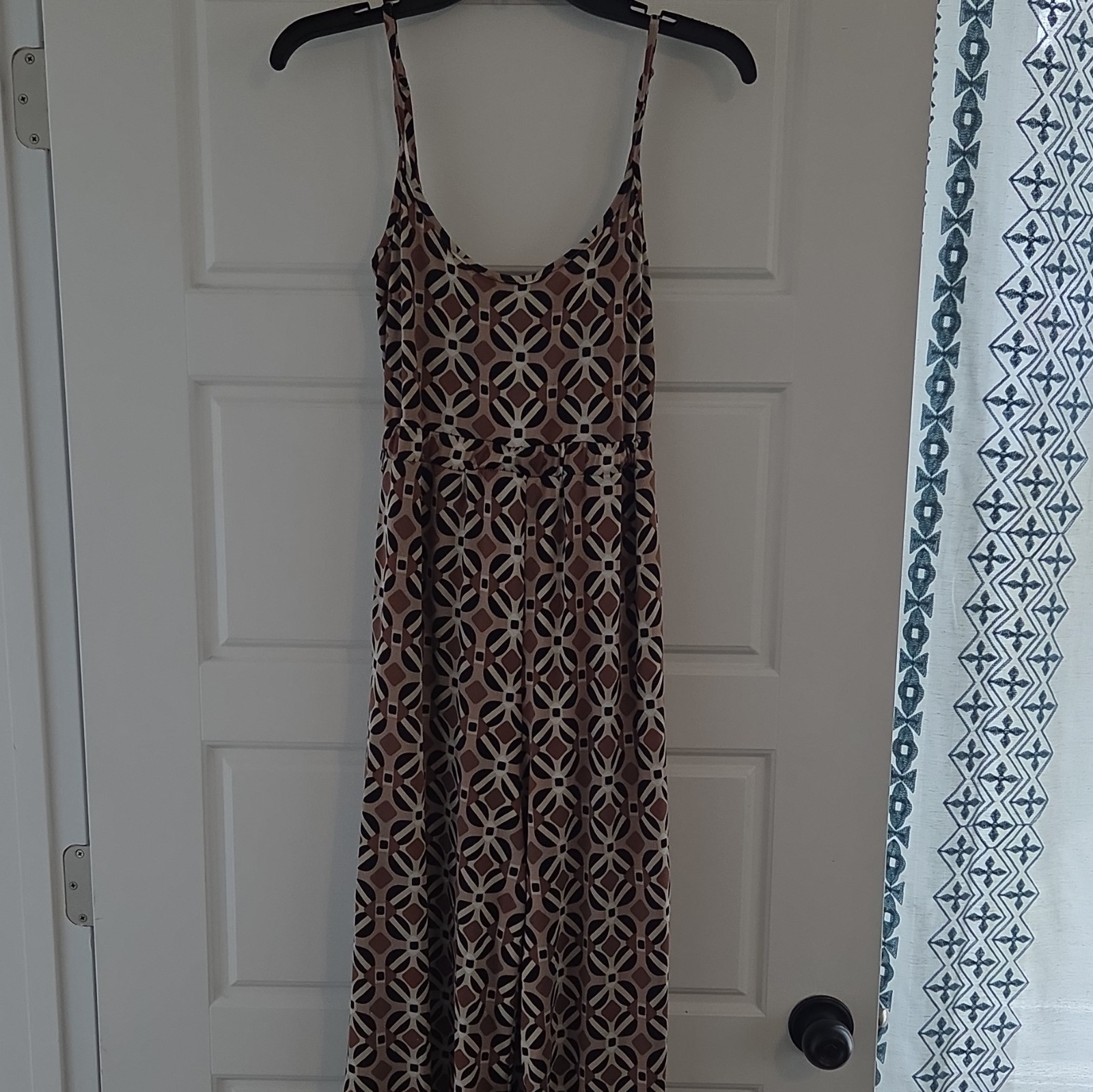 Derek Heart Women's Geometric Jumpsuit M Brown Black White Sleeveless Scoop Neck
