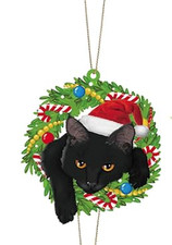 Black Cat Christmas Ornament Black Cat Xmas Decor Tree Hanging Collectible CRS21