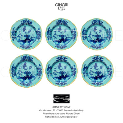 Richard Ginori Oriente Italiano Iris - Set of 6 Dessert Dishes Ø cm 21/in 8.26
