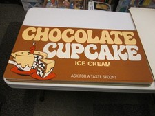 Baskin Robbins ice cream 1978 CHOCOLATE CUPCAKE saucer store display sign poster