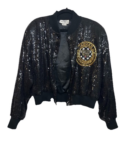 Vintage Jeanette by St. Martin Sport Pailletten Perlen JAGUAR Bomberjacke Seide L RAR - Bild 17 von 24