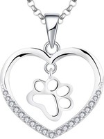 Halskette Silber 925 Hund Pfote AnhäNger Mit Zirkonia 45Cm Schmuck FüR Damen