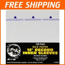 Rice Paper Insert 12" Vinyl Record Sleeves - 100 Pack