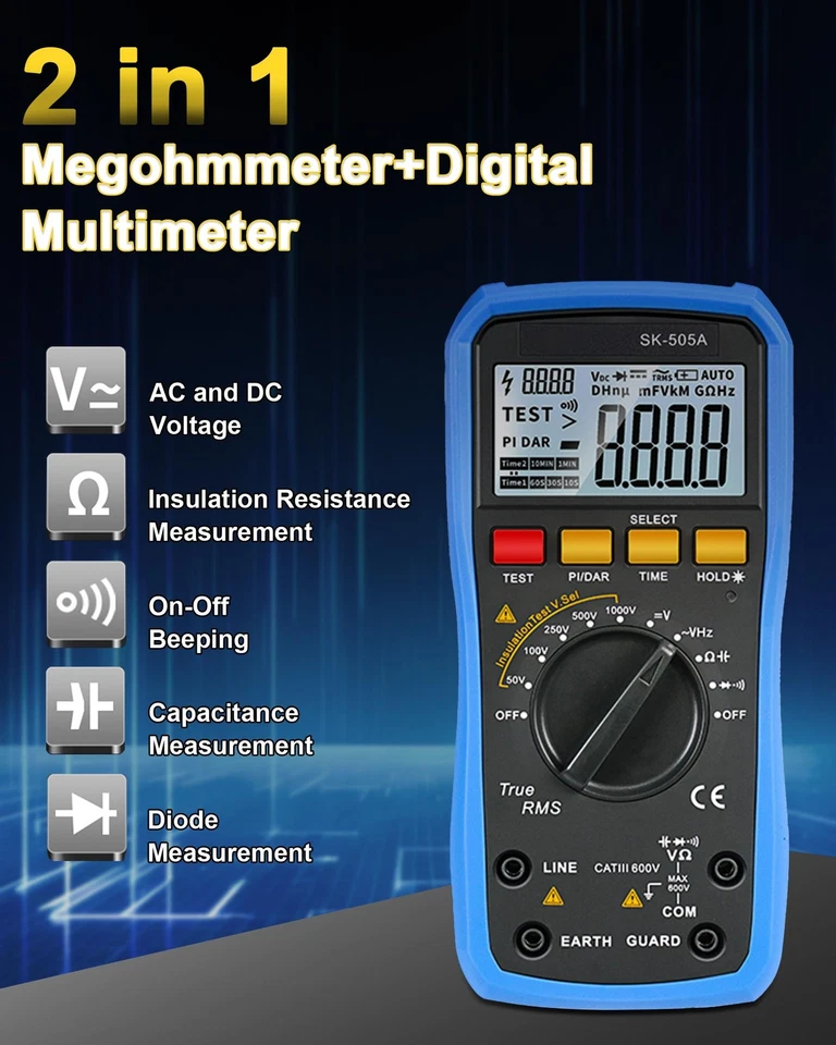 Multimeter Isolationswiderstandstester Isolationsmessgerät Isolationstester CAT - Bild 2 von 4