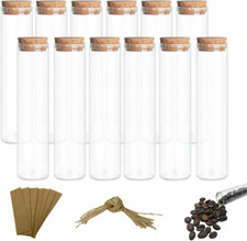 12Pcs Small Cork Bottles with Lids   25Ml Mini Glass Bottles with Twine and Blan
