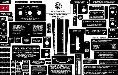 Piper PA28 140-181 Interior Placard Kit