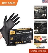 Heavy Duty Black Nitrile Gloves 6 Mil - Latex Free, 100ct, Ideal for Mechanics