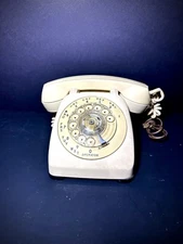 Vintage Automatic Electric Cream/Beige Rotary Dial Desk Telephone