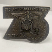 Vintage 1976 Mid America Council BSA Copper Boy Scout Belt Buckle Bicentennial