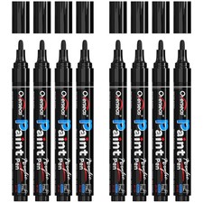 Overseas Black Acrylic Paint Markers - 8 Pack Medium Tip Acrylic Paint Pens, ...