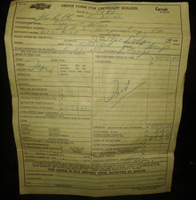 1965 Chevrolet Dealer order Form, Waynesburg ...