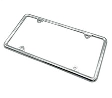 Vintage Style Chrome Metal Slim License Plate Frame For Us Standard Plate