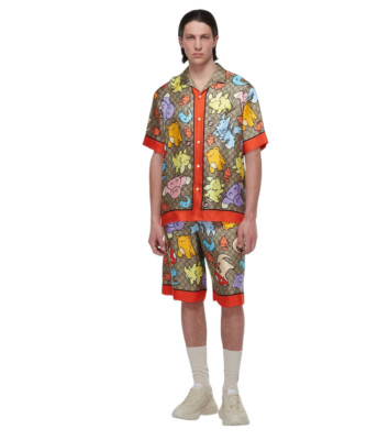 Authentic Gucci Kawaii GG Animal Print Silk Bermuda Shorts Authentic Gucci Kawaii GG Animal Print Silk Bermuda Shorts