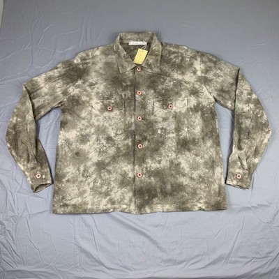 MNML Men s Medium Relaxed Cargo Button Up Shirt Long Sleeve Acid Wash Tie Dye