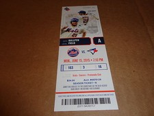 METS~2015 TICKET STUB 6/15/15 BRAVES~Hansel Robles FIRST WIN