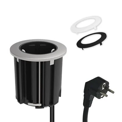 KALB MATERIAL FÜR MÖBEL kalb | Einbausteckdose 230V 54mm rund, mit EU-Stecker, inkl. farbiger Blenden