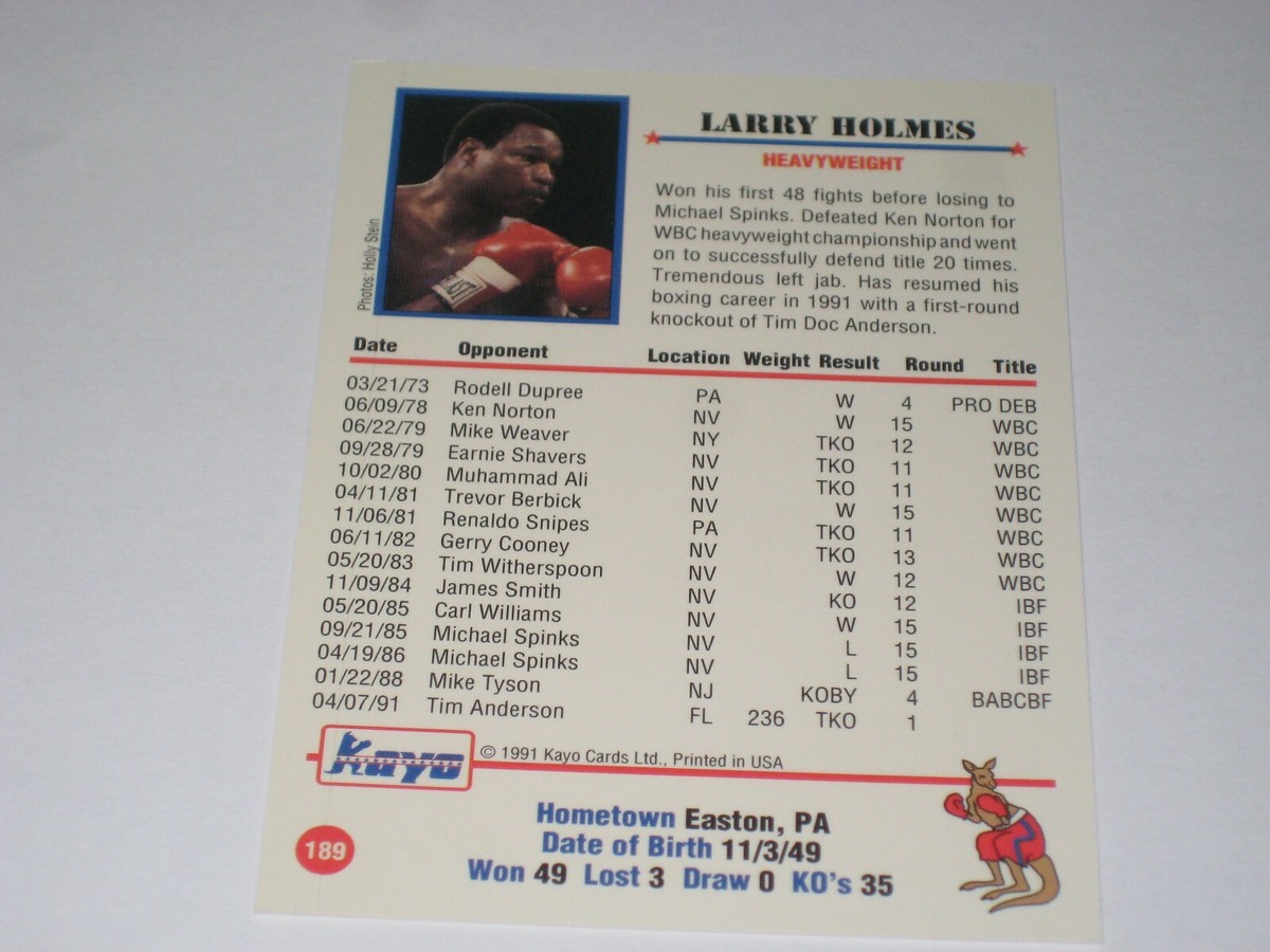 LARRY HOLMES BOXING HALL OF FAME HEAVEY WEIGHT LEGEND AUTO CARD