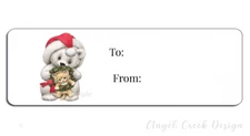 Cute Bear Kitten Gift Tags Self Stick Gift Tag Labels Christmas TO/FROM Stickers