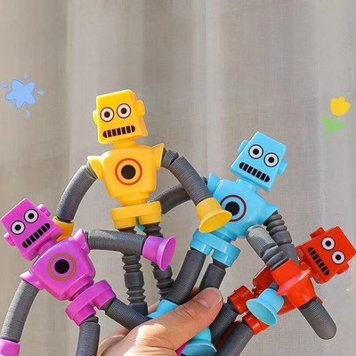 Various suction cup robot toys with pressure reducing and expansion tubes