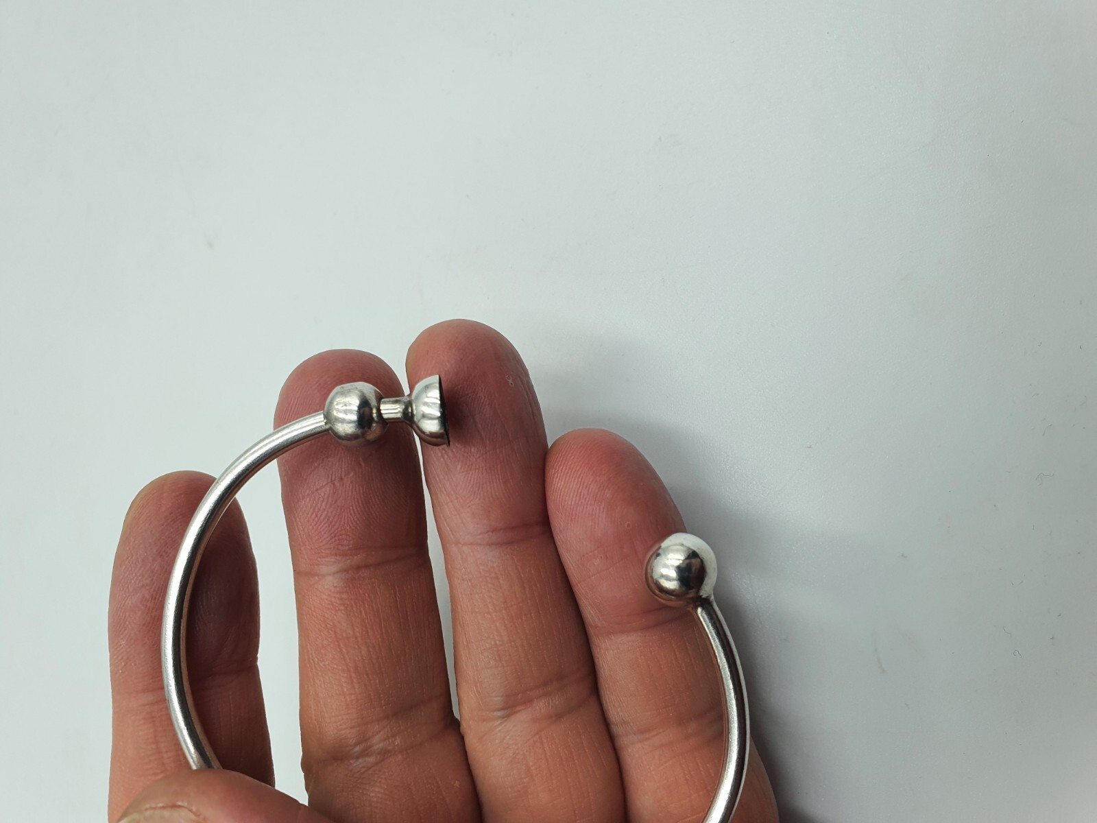 Unusual Design Solid Silver Cuff Bangle Signed PK… - image 2