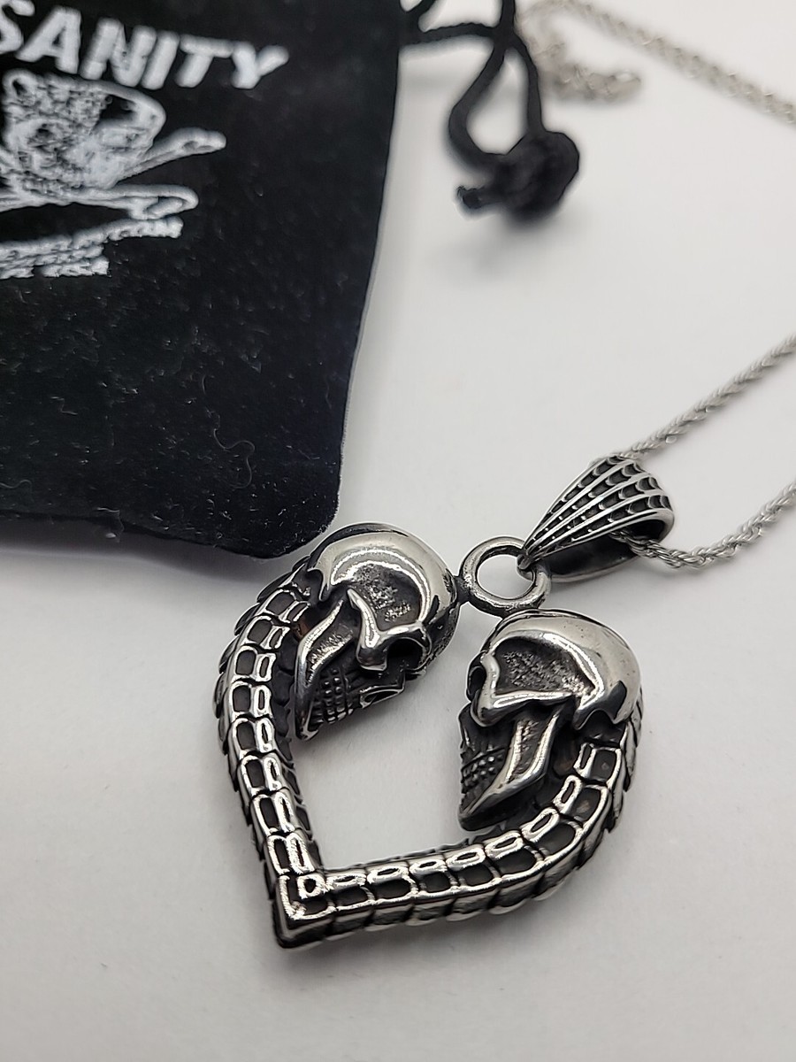 Skull Skulks Rope Necklace Stainless Steel Sanity Jewelry