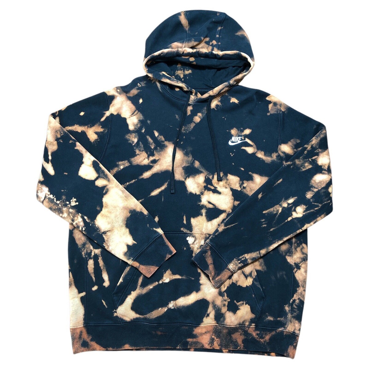 Nike Tie Dye Acid Wash Black Hoodie Mens Tag Large Tall LT 