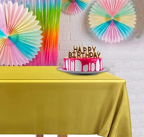  2 Rectangular Tablecloths BPA-Free Plastic, 54 x 108 2 Pack - Rectangle Gold - Image 4 of 4