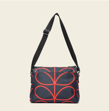 Nwt   Orla Kiely Fielder Crossbody Handbag   |  Linear Stem Navy/red