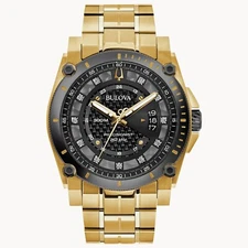Bulova Men's Precisionist Diamond Accents Quartz Gold Tone 46MM Watch 98D156
