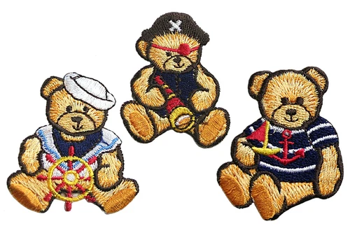 Unotrim Nautical Sailor Pirate Cute Teddy Bear Embroidery Iron On Patch Applique