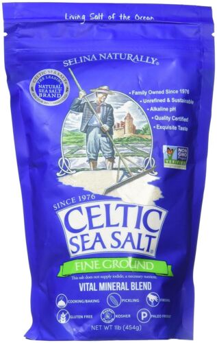 Celtycka sól morska drobna mielona, 16 uncji zamykana torba pożywna, klasyczna - Zdjęcie 1 z 3