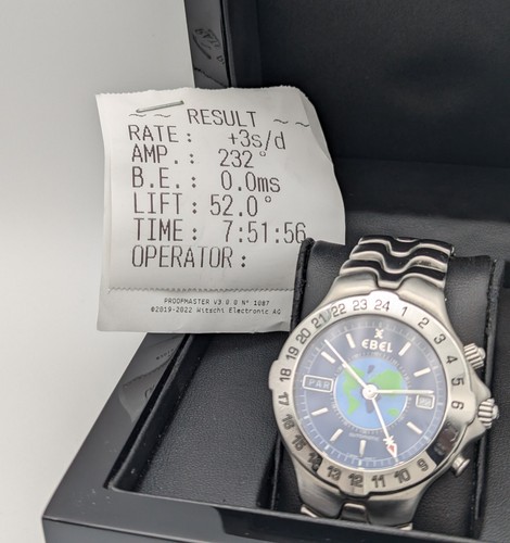 Ebel Sportwave Meridian Gmt Automatique Monde Timer Acier Inox Ø40 MM Montre #32 - Photo 4 sur 20