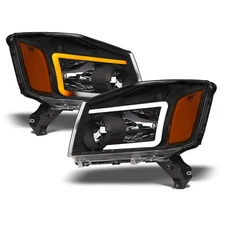 Topline For 2004-2015 Titan Switchback Sequential LED Strip Bar Headlights Black