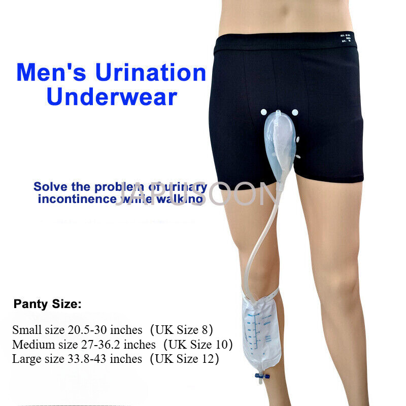 Male Wearable Incontinence Pants Urinal Leg Bag Silicone Urine Funnel