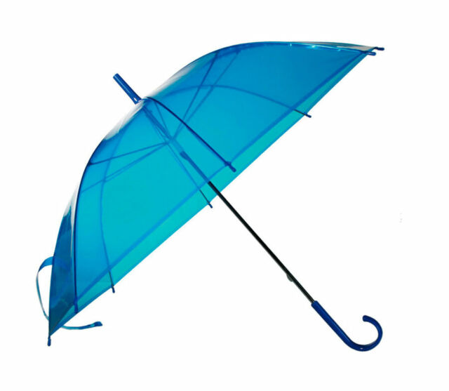 Regenschirm Regen Schirm Transparent Blau Ca cm Gunstig Kaufen Ebay