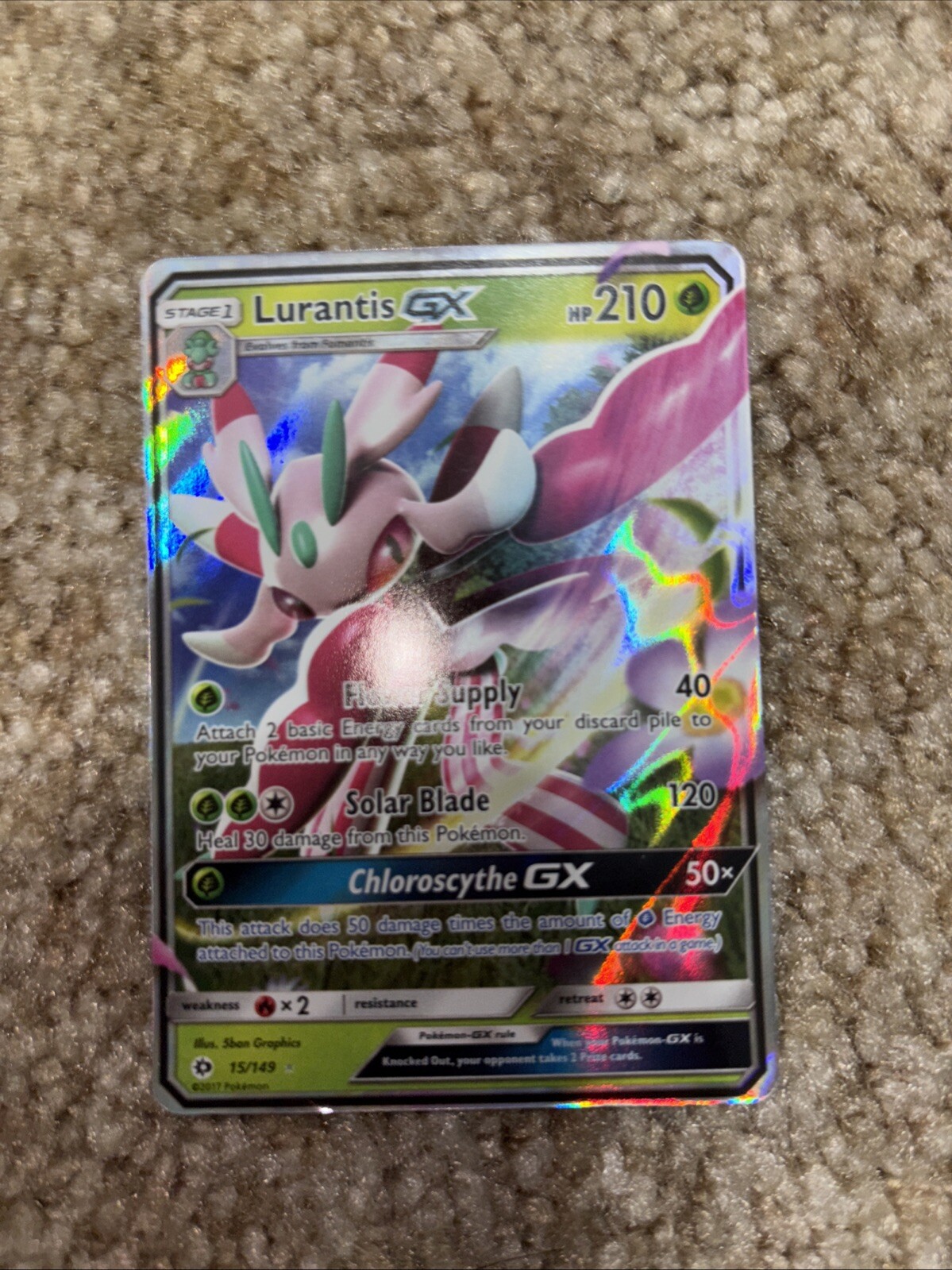 Lurantis GX 15/149 Sun & Moon Base Ultra Rare Holo Pokémon Trading CG 2017 NM