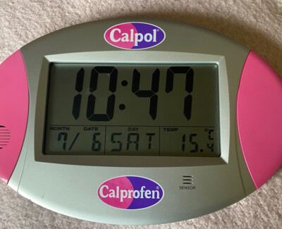 VINTAGE LIMITED EDITION CALPOL DIGITALE WANDUHR MIT TEMPERATUR IDEAL KINDERZIMMER