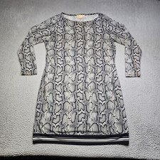 Michael Kors Snake Skin Print Dress Womens Long Sleeve Gray Size M