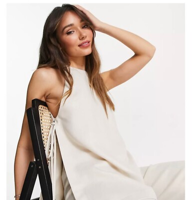 ASOS DESIGN 2 in 1 Tie Side Jumpsuit in Oatmeal