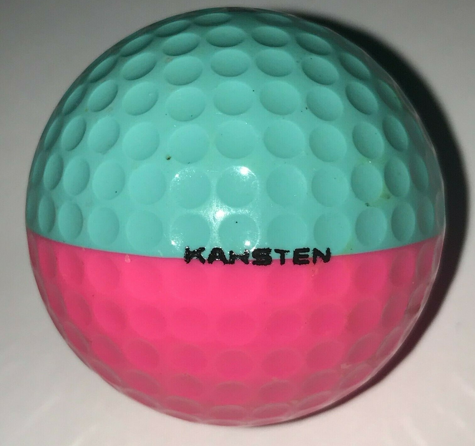 1 Vintage Ping 4 Eye 2 Karsten Two Tone Pink & Teal Aqua Golf Ball P2