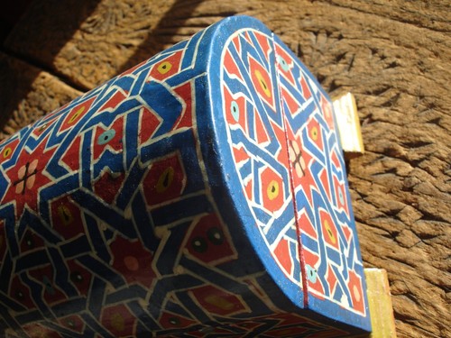 Scatola del tesoro portagioie in legno blu dipinto a mano marocchino con stelle - Foto 4 di 9