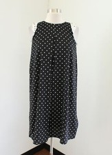 Ann Taylor Womens Black White Polka Dot Ruffle Trim Shift Dress Size S